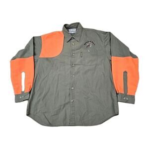Columbia Shooting Hunting Shirt Olive Green Orange Button Down Size Large